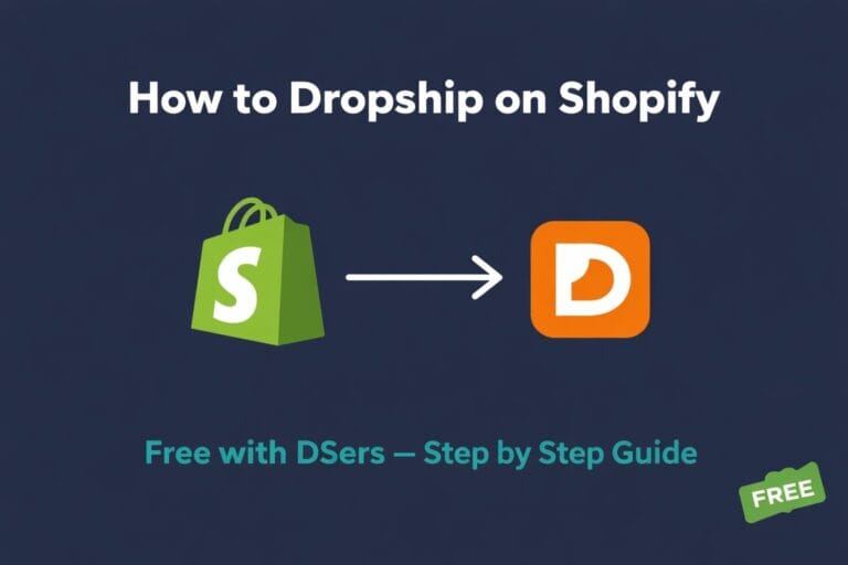 How to dropship on Shopify using DSers free step by step guide with Shopify and DSers icons connected by arrow